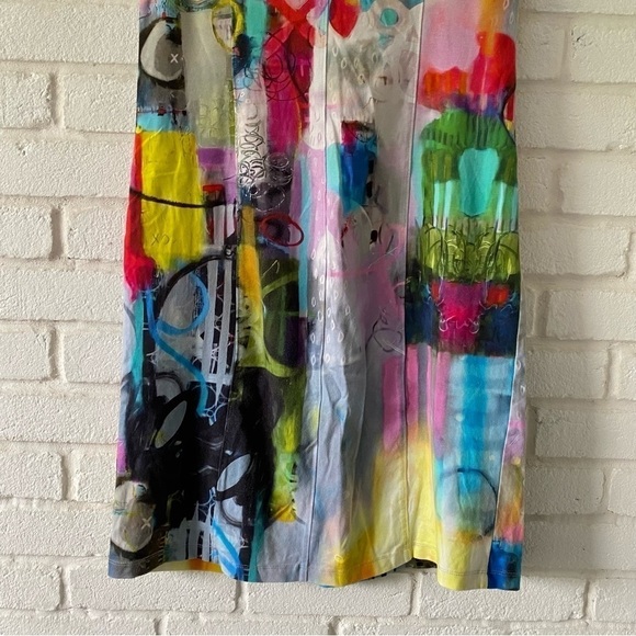 Simply Art by Dolcezza Wearable Art Graphic Sleeveless Collared Dress Size Small - Picture 6 of 8